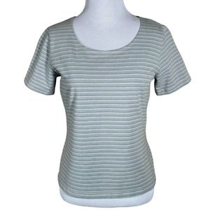Retro SMALL Jones Wear Sport Blue and Tan Stripe T-Shirt